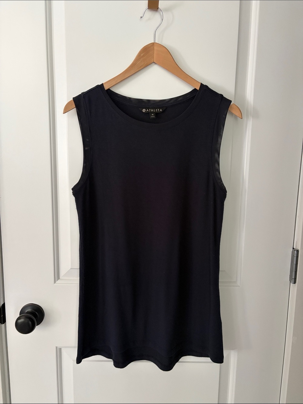 Athleta navy muscle tee with mesh detail